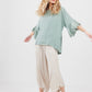 Ellie lace ruffled sleeve top. Pastel Sage green