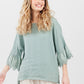 Ellie lace ruffled sleeve top. Pastel Sage green