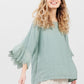 Ellie lace ruffled sleeve top. Pastel Sage green