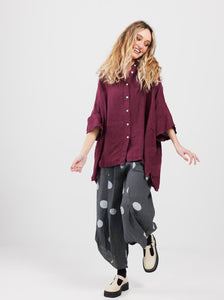 Teddie Linen shirt. Wine