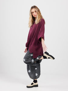 Teddie Linen shirt. Wine