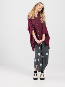 Teddie Linen shirt. Wine