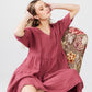 Stella Linen Dress. Berry
