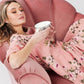 Stella Linen Floral Dress. Shell Pink