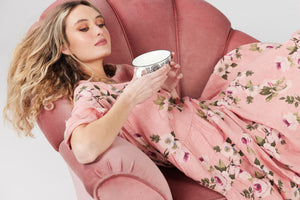 Stella Floral Linen Dress. Shell Pink