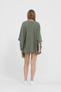 Camilla cotton Top . Olive green