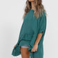 Sorrento Linen top . Peacock Green