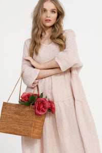 Stella linen dress. Pale Pink Rose