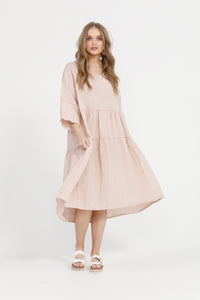 Stella linen dress. Pale Pink Rose