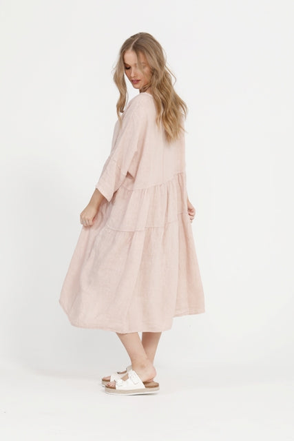 Stella Linen dress. Blush
