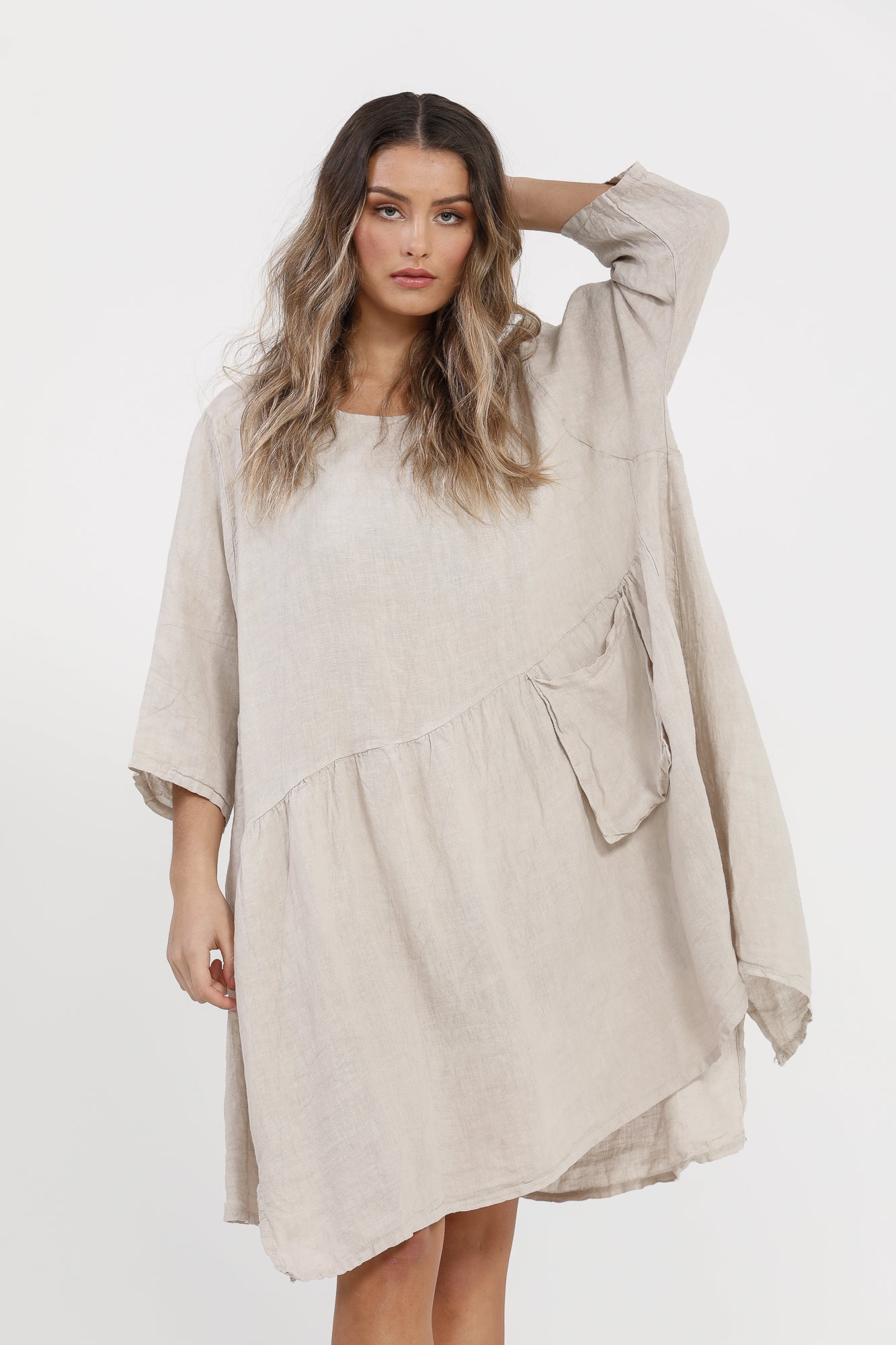 Clarissa Linen dress.  Stone