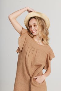 Poppy  Linen dress. Milk Chocolate