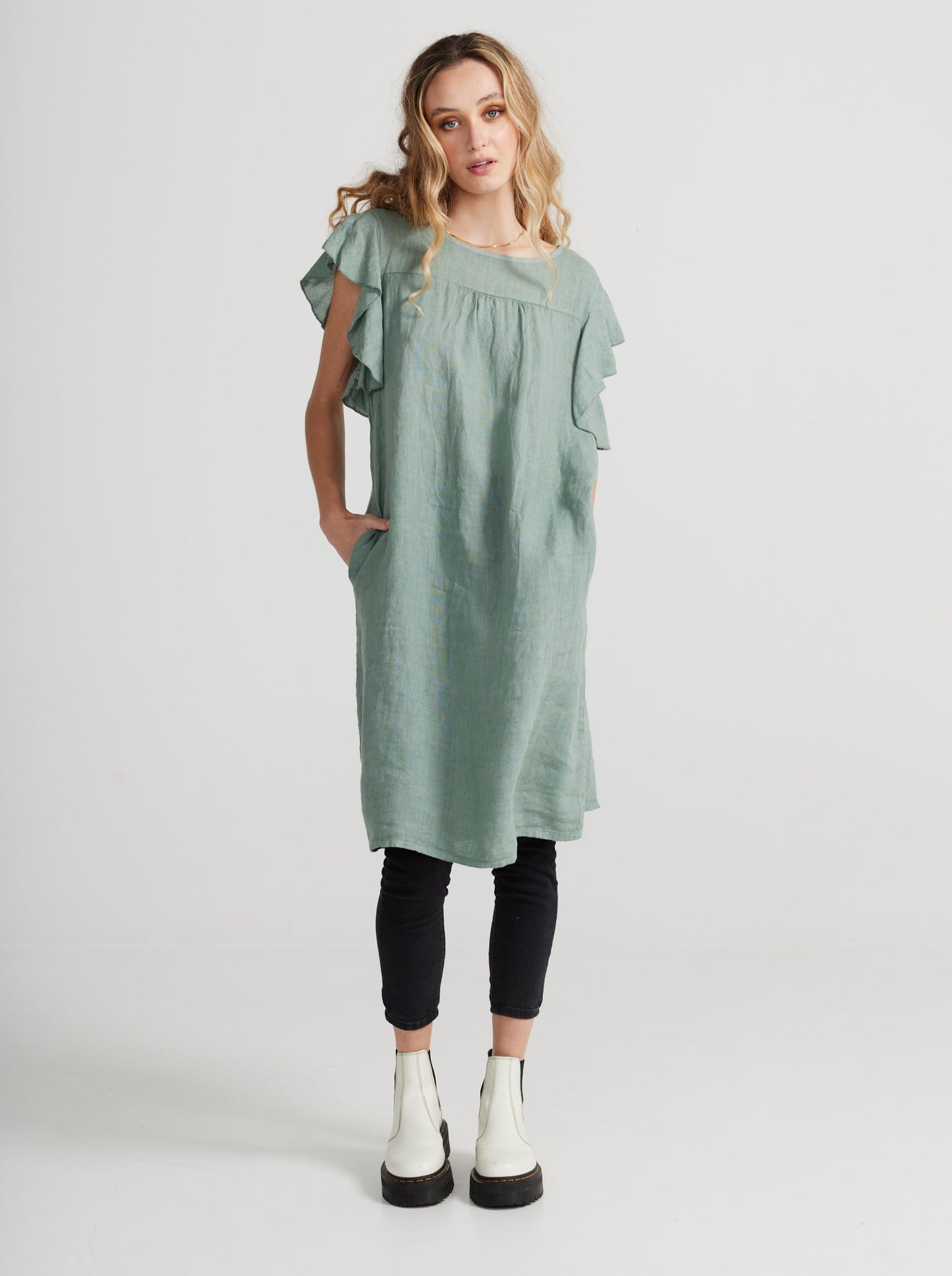 Poppy Linen dress. Robin`s Egg Blue