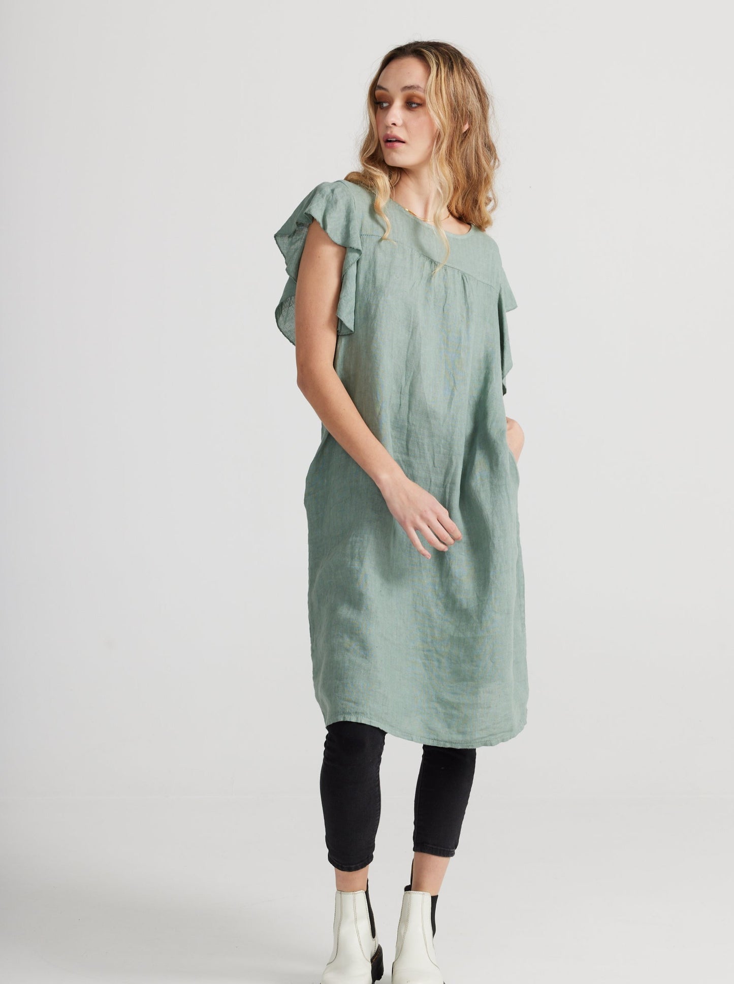 Poppy Linen dress. Robin`s Egg Blue