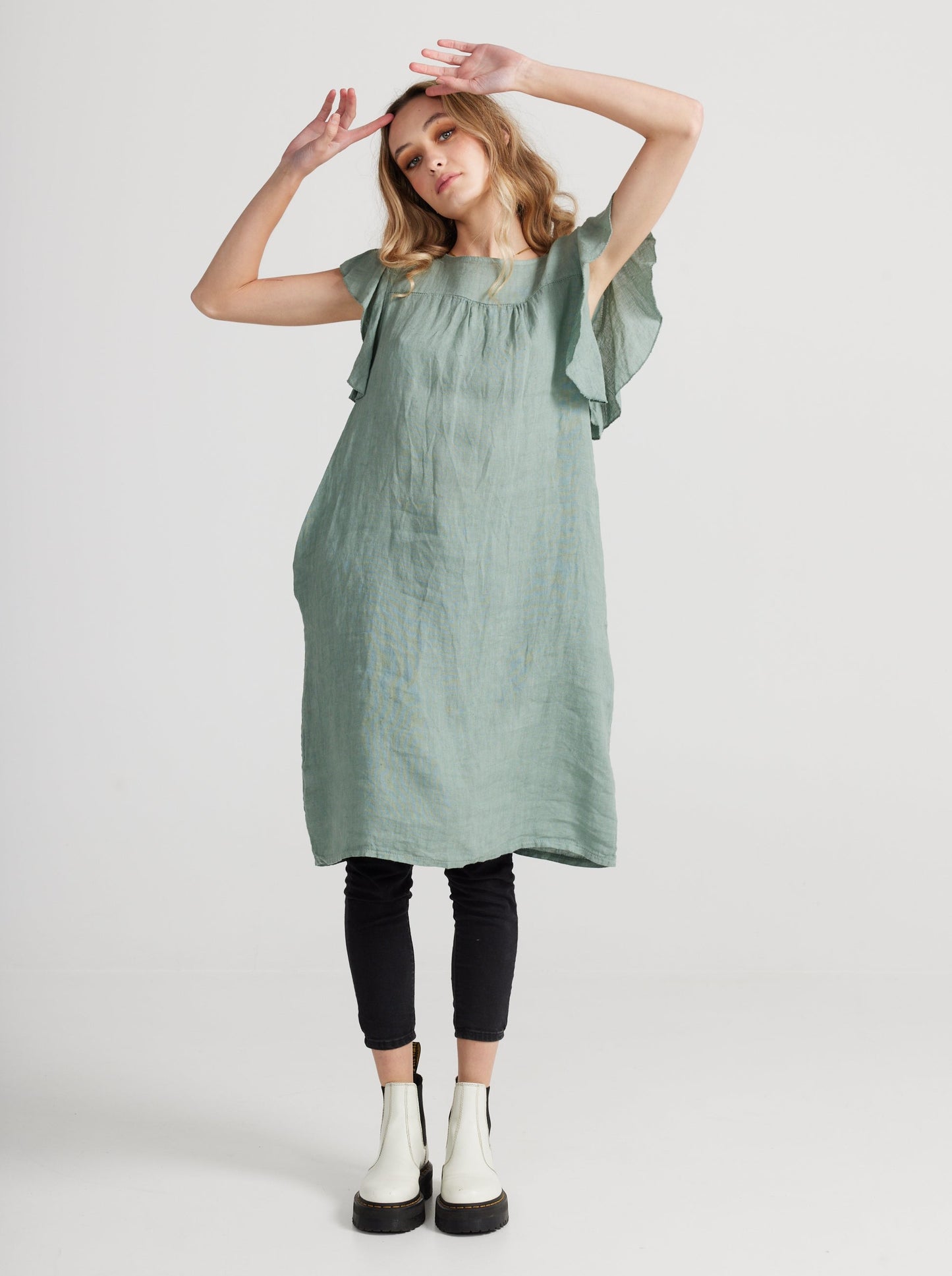 Poppy Linen dress. Robin`s Egg Blue