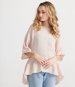 Priscilla linen top. Blush