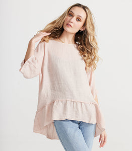 Priscilla linen top. Blush