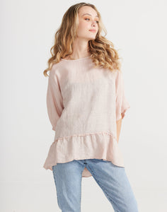 Priscilla linen top. Blush