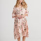 Stella linen floral dress. Blush Rose