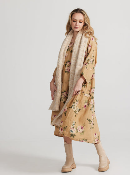 Stella linen floral dress. Caramel