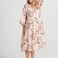 Stella Linen Dress. Floral. Pink