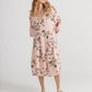 Stella linen floral dress. Blush Rose