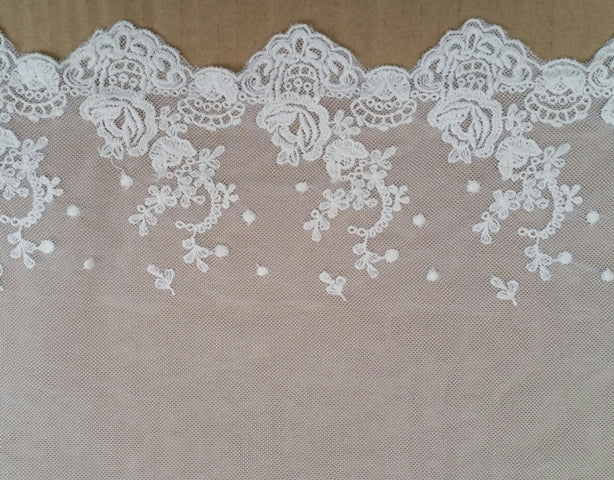 Wide Vintage cotton embroidered lace  in Marie Antoinette Pink