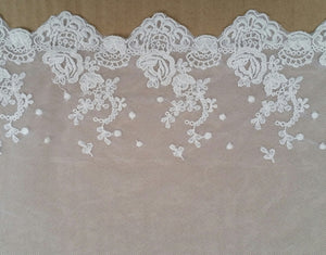 Wide Vintage cotton embroidered lace  in Marie Antoinette Pink