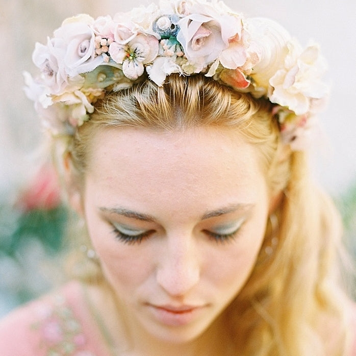 Sabrina Floral headband. Pink. Jewel colours.
