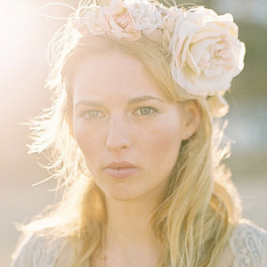 Sabrina velvet flower crown in pastel pink and cream
