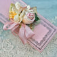 vintage rose posy baby band in cream & pink.