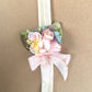 vintage rose posy baby band in cream & pink.
