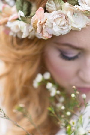 Sabrina Floral headband. Pink. Jewel colours.