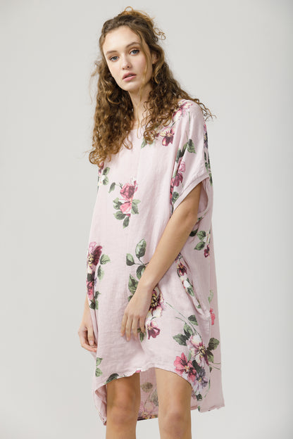 Rosabella linen  Dress. Tearose