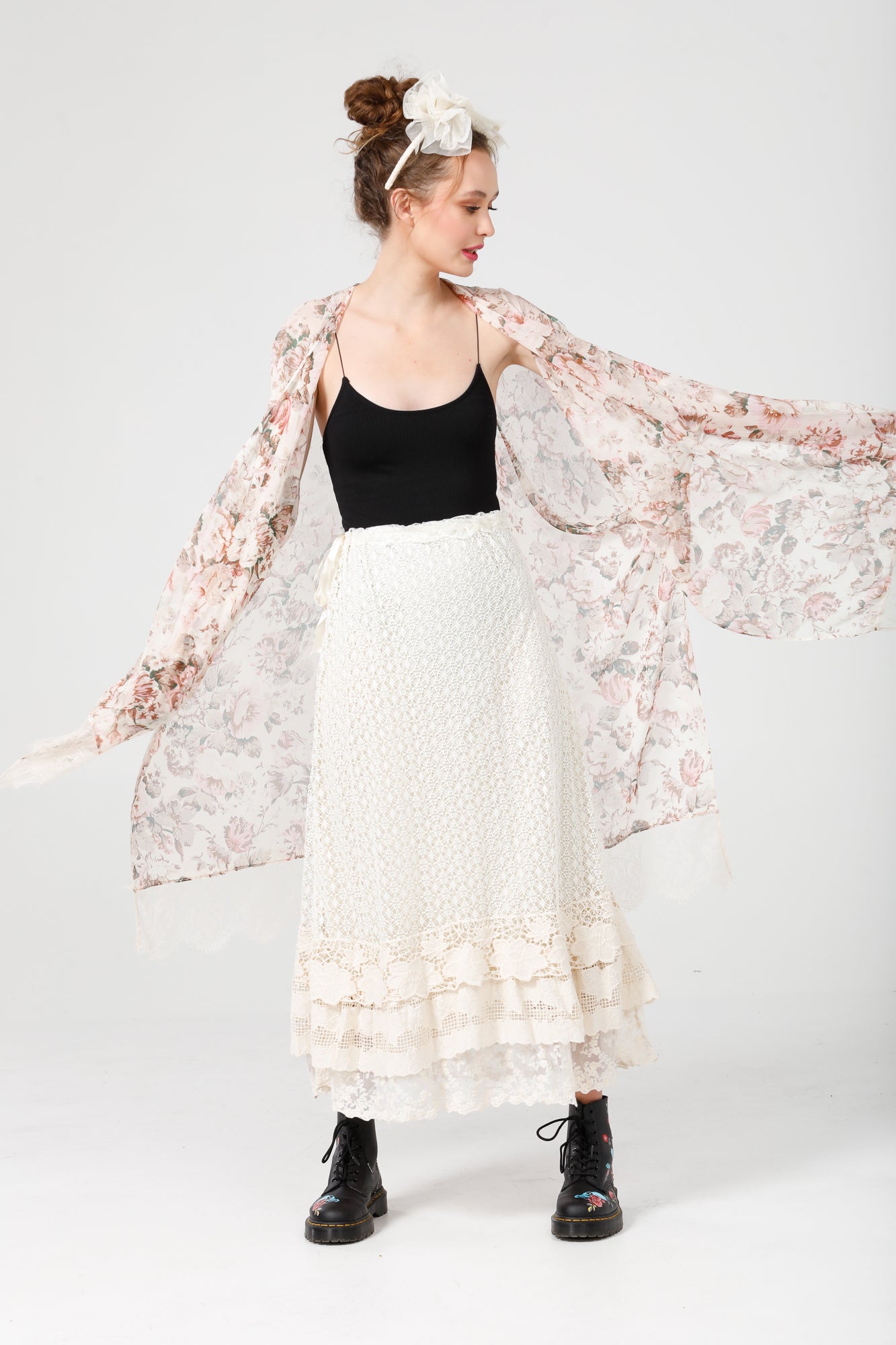 maxi vintage lace skirt. lace skirt.