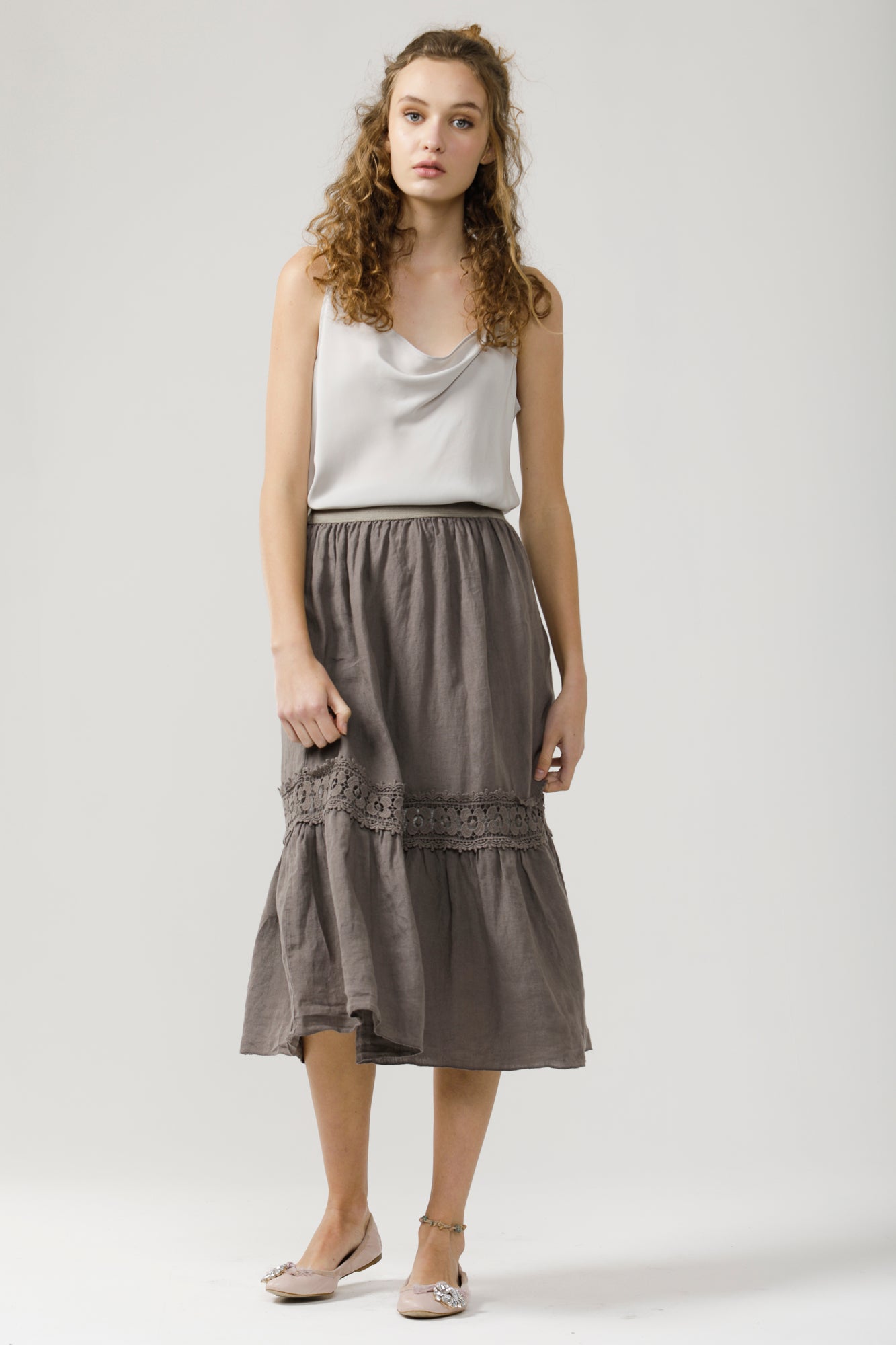 Linen and lace Capri skirt.