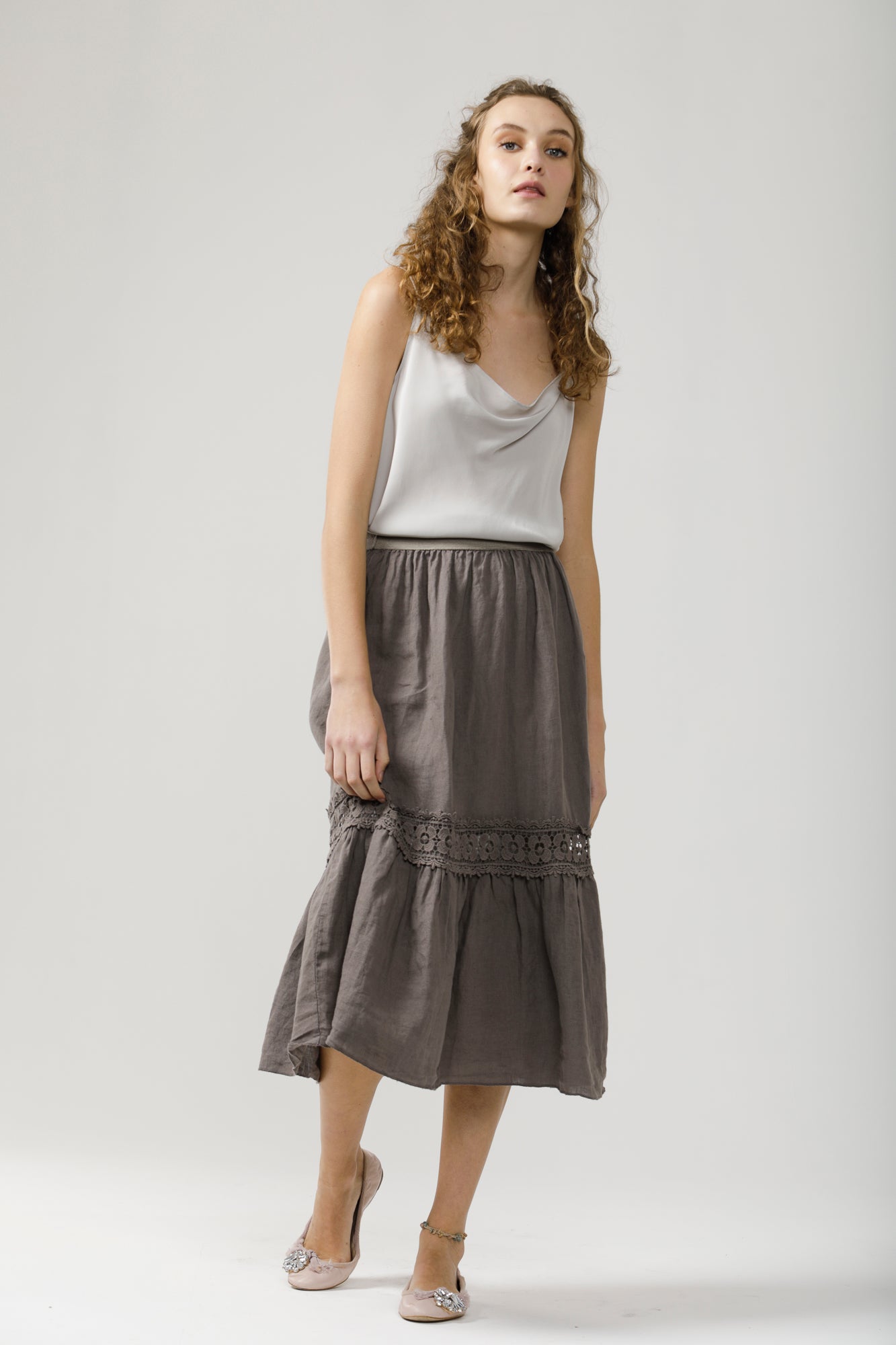 Linen and lace Capri skirt.