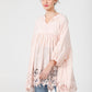 French cotton smock. pink scalloped lace.