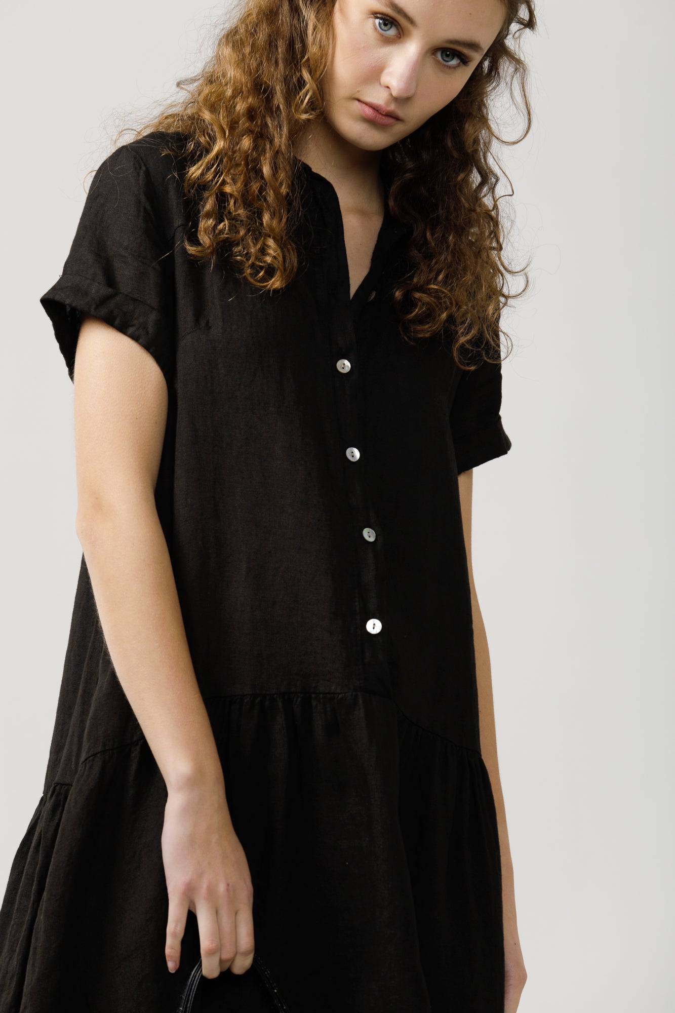 Linen dress . Lucia.  Black.