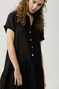 Lucia Linen Shirtdress . Ebony
