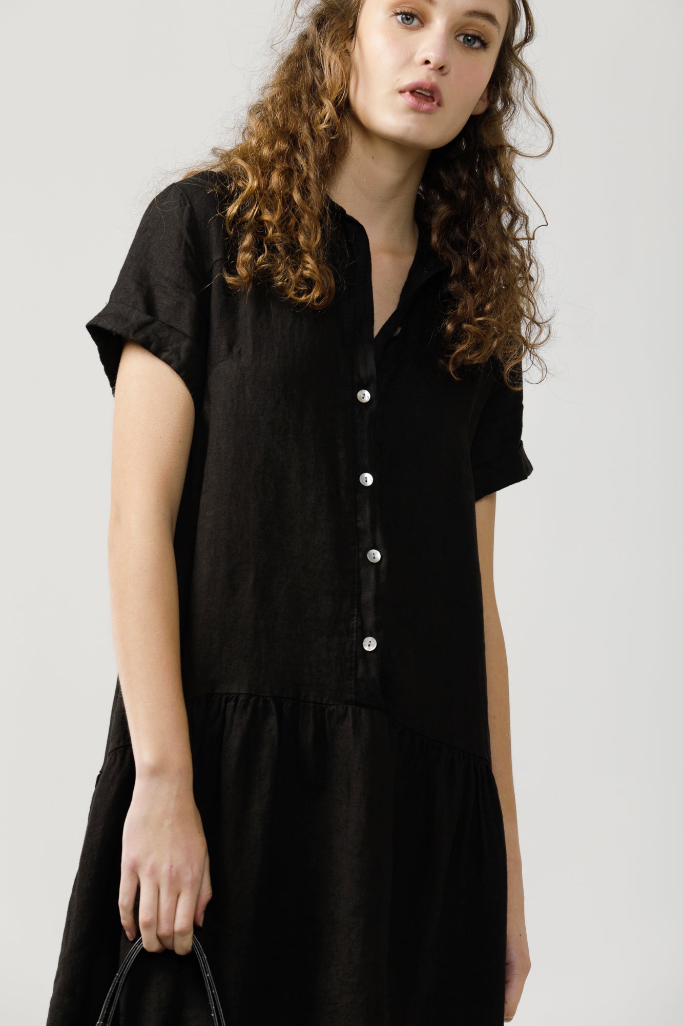 Linen dress . Lucia.  Black.