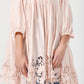 French cotton smock. pink scalloped lace.