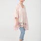 French cotton smock. pink scalloped lace.