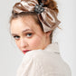 Satin Bow headband with Vintage crown . Antique Coffee