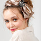 Satin Bow headband with Vintage crown . Antique Coffee