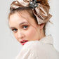 Satin Bow headband with Vintage crown . Antique Coffee