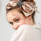 Satin Bow headband with Vintage crown . Antique Coffee