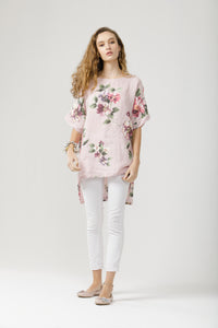 Contessa Linen Floral top.  Tearose