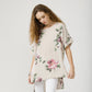 Contessa linen floral Top. Beige