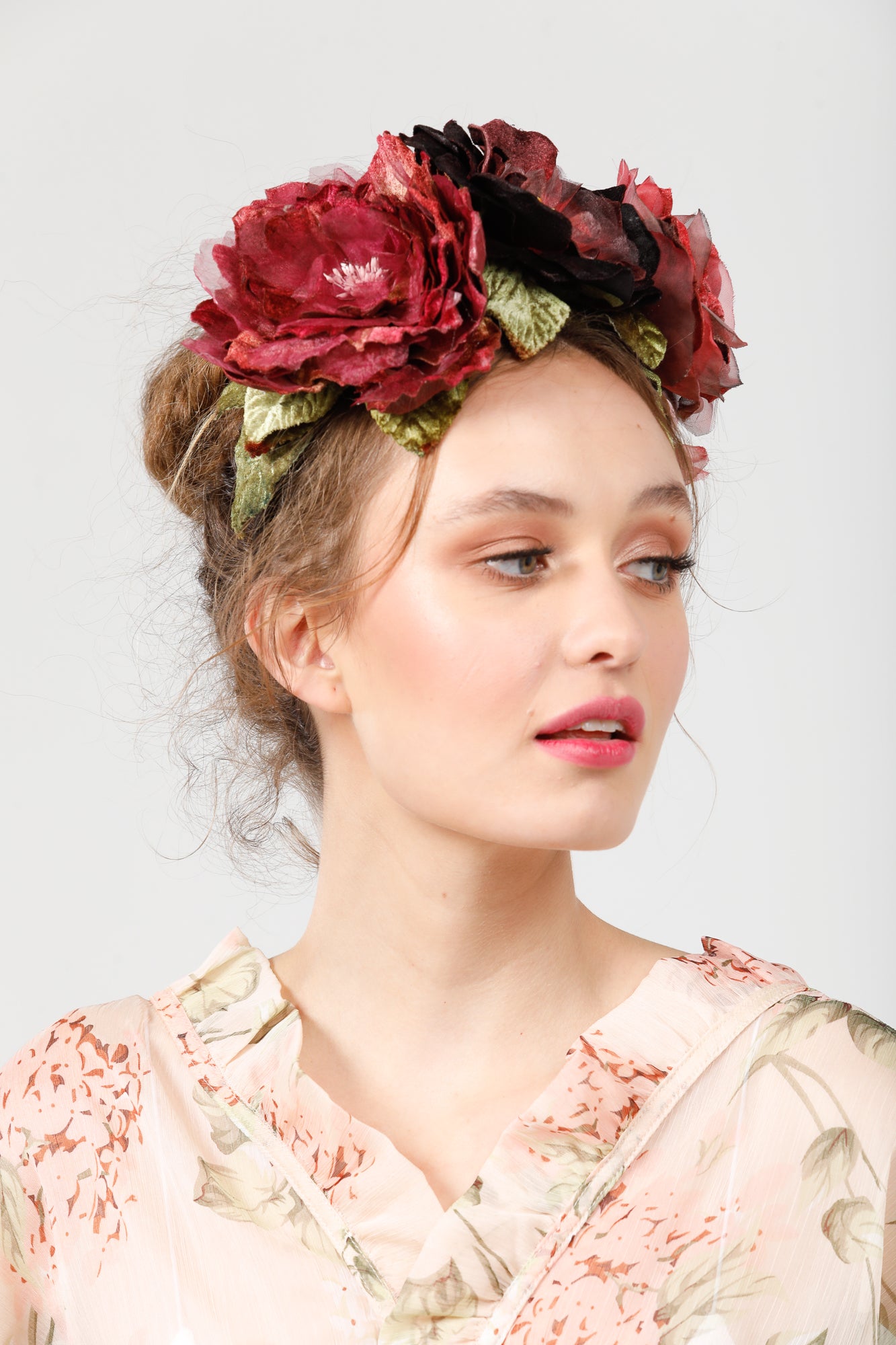 Kew Gardens Flower Crown. Burgundy / Pink